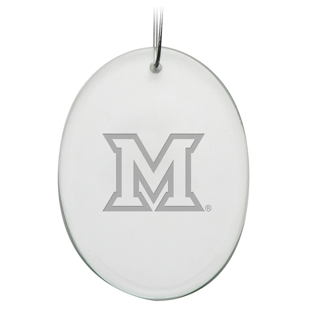Miami University RedHawks 2.75'' x 3.75'' Glass Oval Ornament