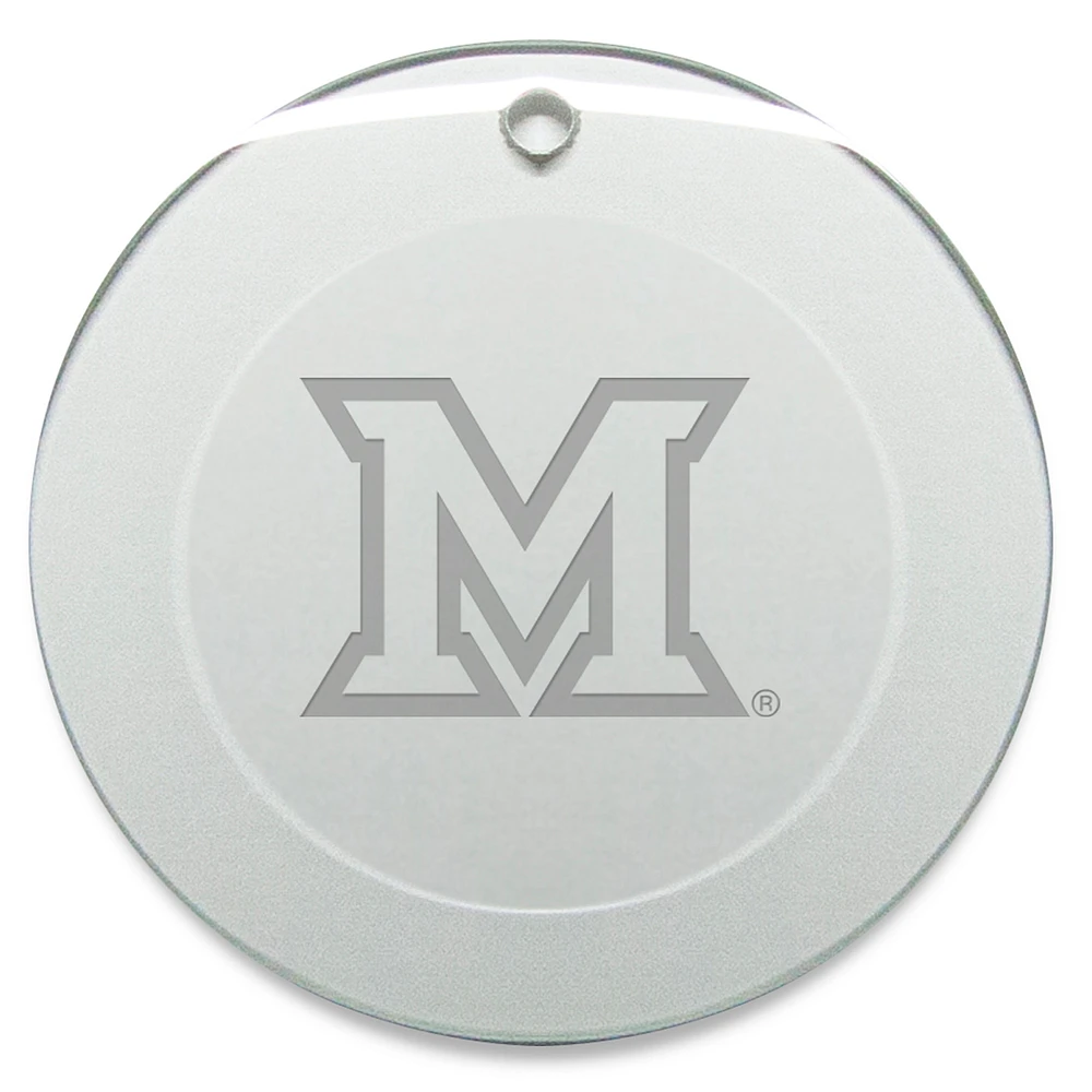 Miami University RedHawks 3'' Glass Round Ornament