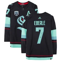 Jordan Eberle Seattle Kraken Autographed Navy adidas Authentic Jersey with "Release The Kraken" Inscription and Inaugural Season Jersey Patch