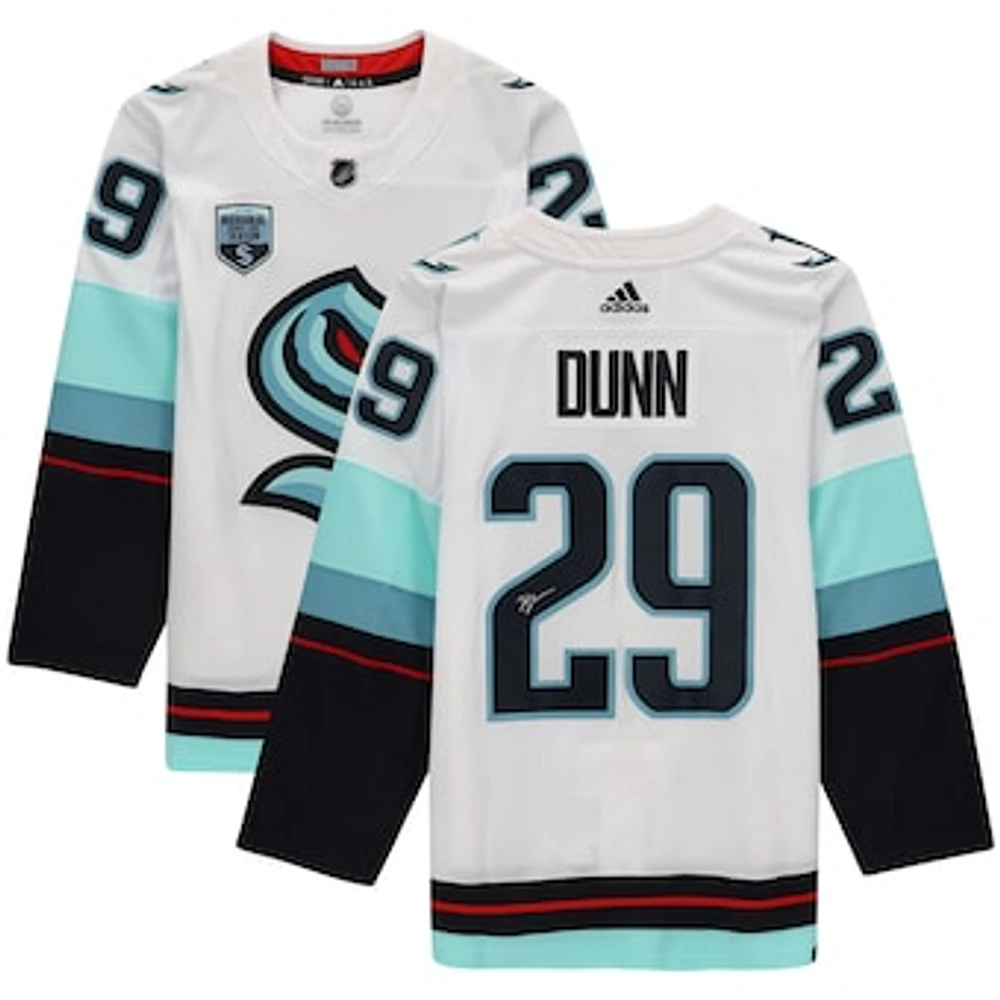 Vince Dunn White Seattle Kraken Autographed adidas Authentic Jersey with Inaugural Season Patch