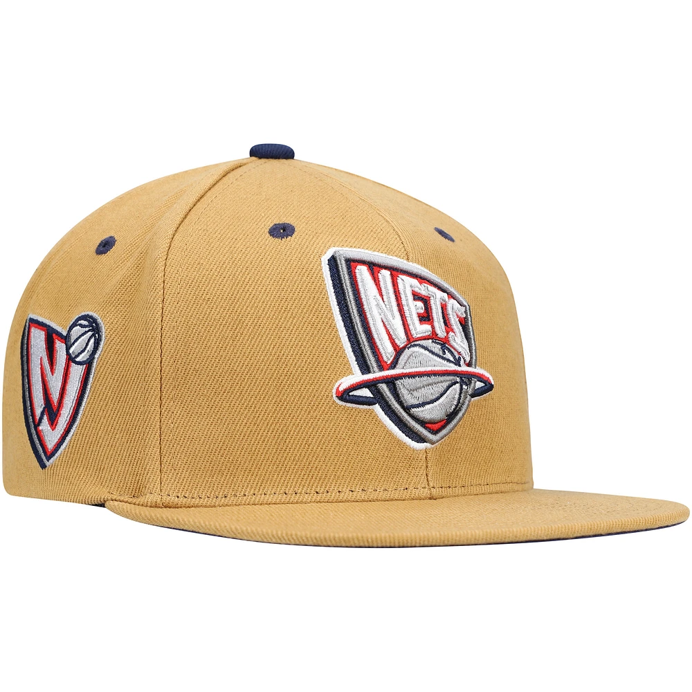 Men's Mitchell & Ness Tan New Jersey Nets Hardwood Classics Wheat Snapback Hat