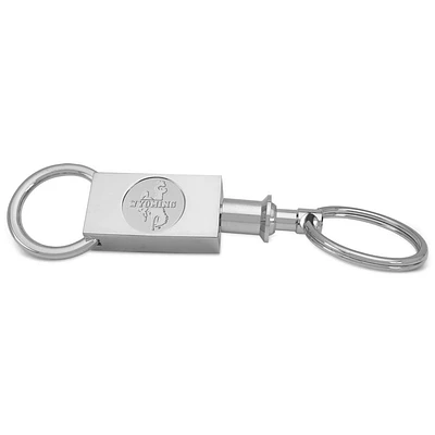 Silver Wyoming Cowboys Team Logo Two-Section Key Ring