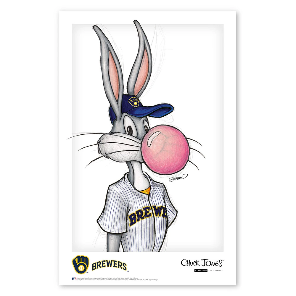 Bugs Bunny Milwaukee Brewers 11'' x 17'' Looney Tunes Fine Art Print
