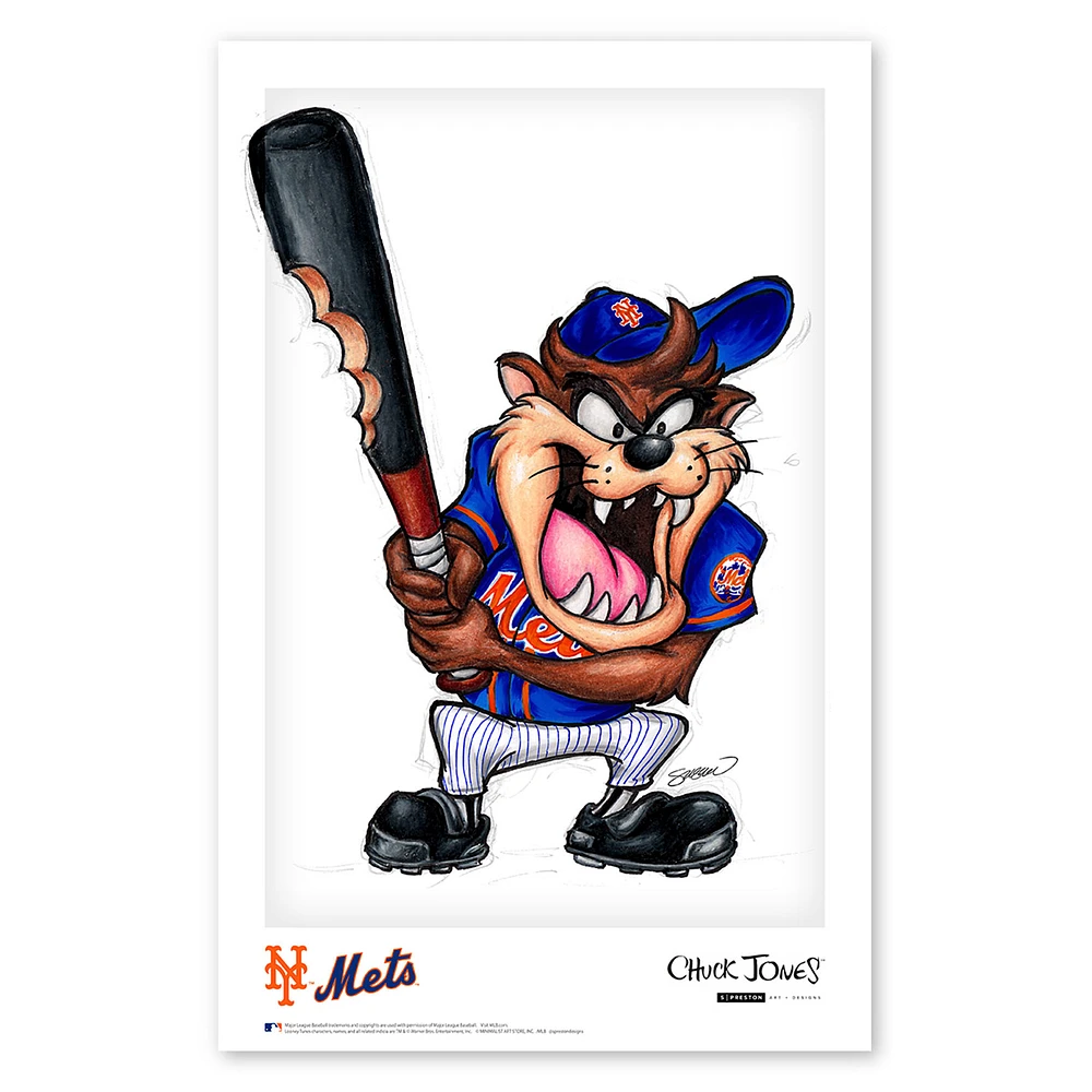 Tasmanian Devil New York Mets 11'' x 17'' Looney Tunes Fine Art Print
