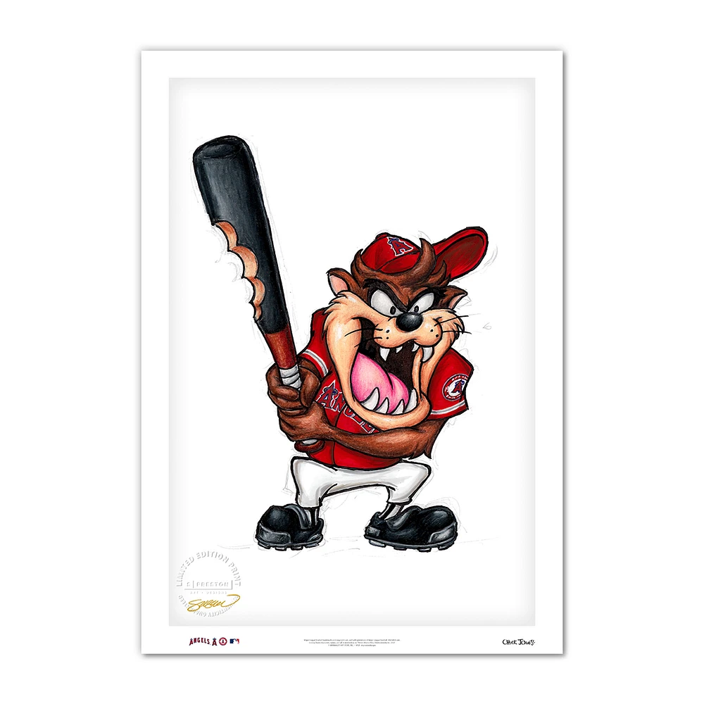 Tasmanian Devil Los Angeles Angels 14'' x 20'' Looney Tunes Fine Art Print