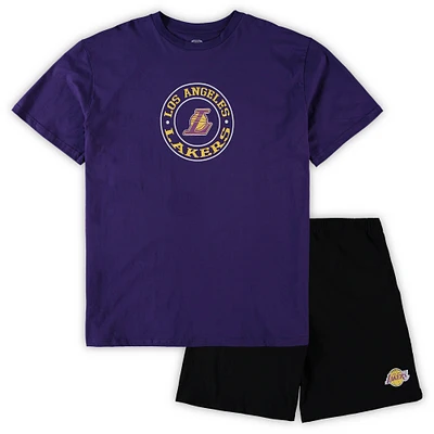 Men's Concepts Sport Purple/Black Los Angeles Lakers Big & Tall Top Shorts Sleep Set