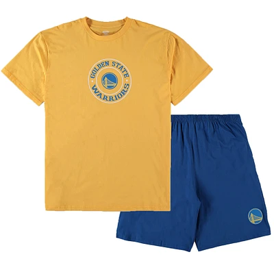 Men's Concepts Sport Gold/Royal Golden State Warriors Big & Tall Top Shorts Sleep Set