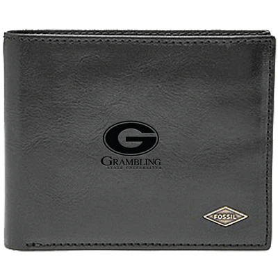 Men's Fossil Black Grambling Tigers Ryan RFID Flip ID Bi-Fold Wallet