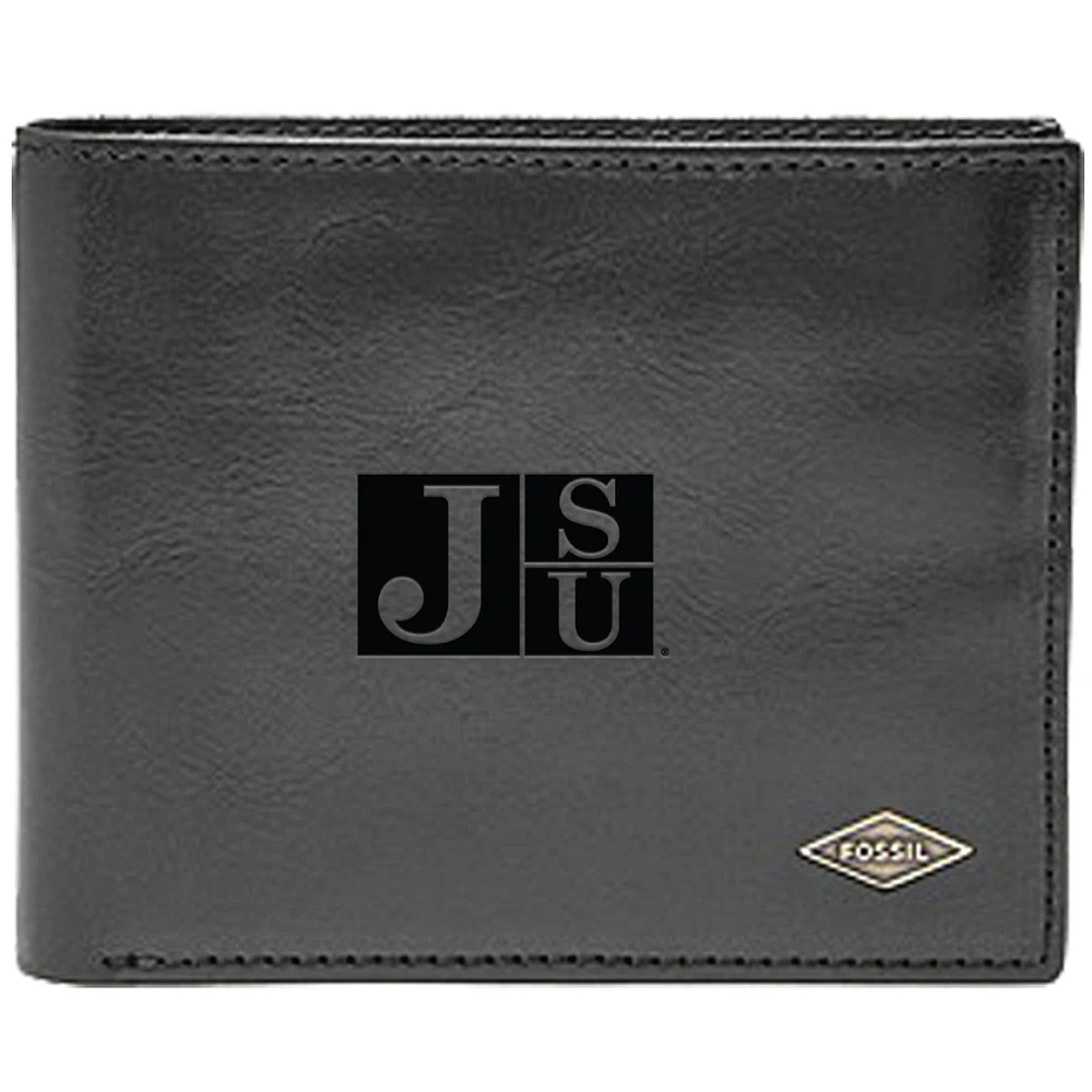 Men's Fossil Black Jackson State Tigers Ryan RFID Flip ID Bi-Fold Wallet