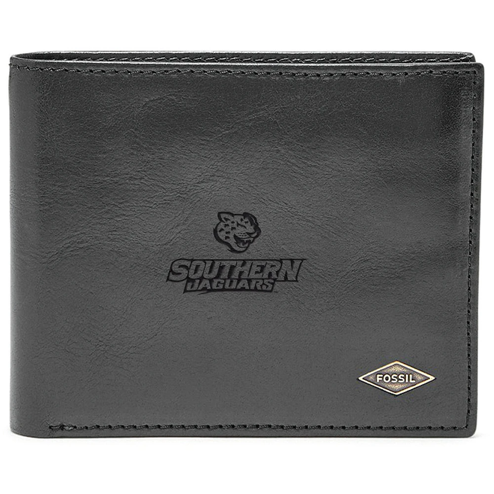 Men's Fossil Black Southern University Jaguars Ryan RFID Flip ID Bi-Fold Wallet
