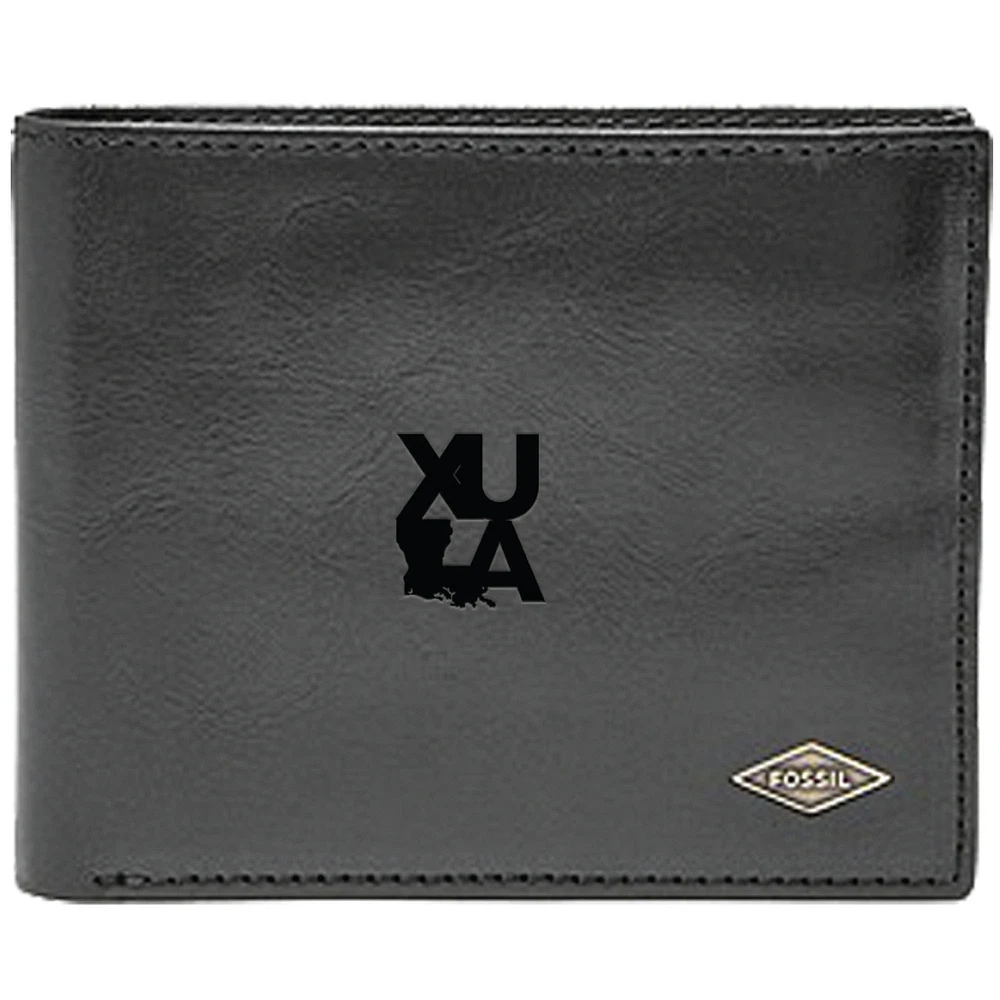 Men's Fossil Black XULA Gold Ryan RFID Flip ID Bi-Fold Wallet