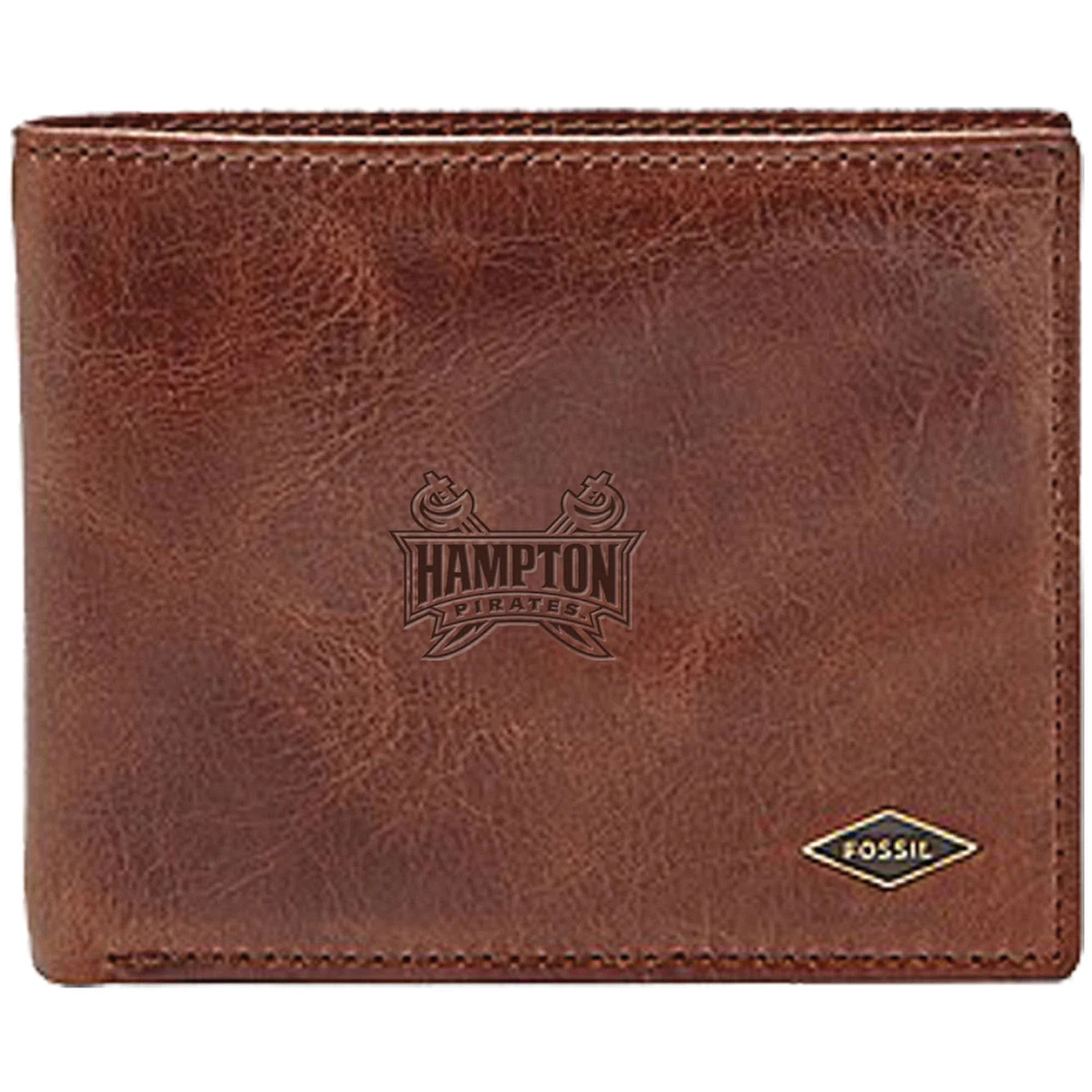 Men's Fossil Brown Hampton Pirates Ryan RFID Flip ID Bi-Fold Wallet