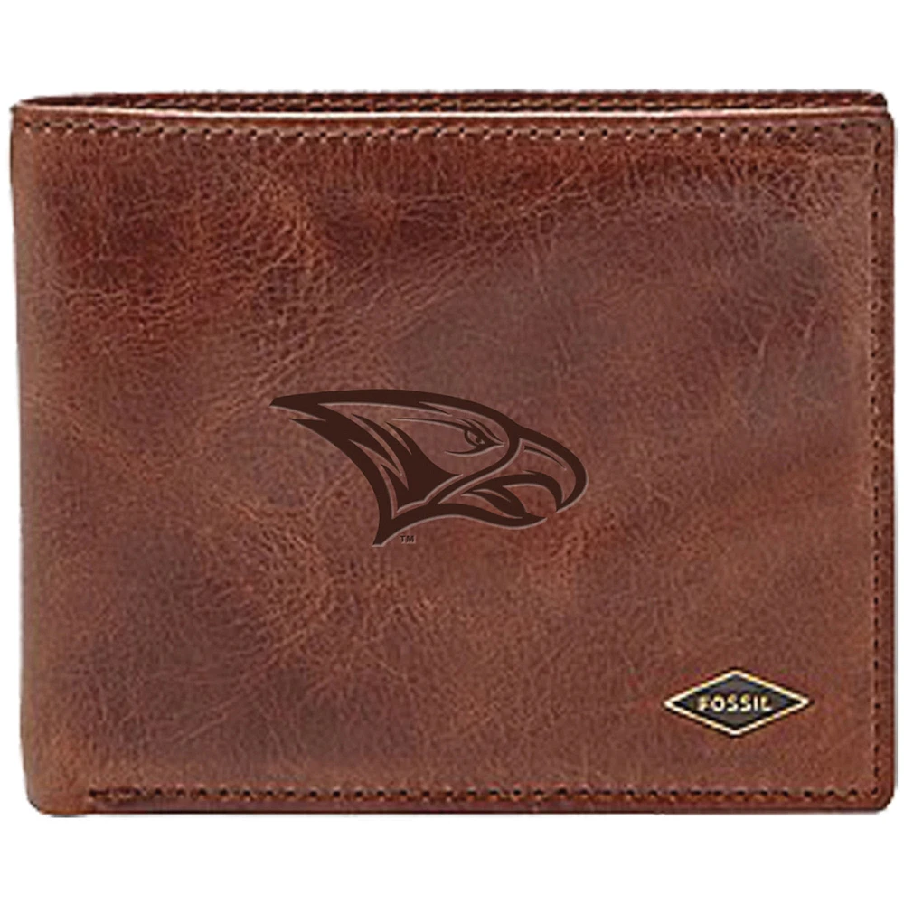 Men's Fossil Brown North Carolina Central Eagles Ryan RFID Flip ID Bi-Fold Wallet