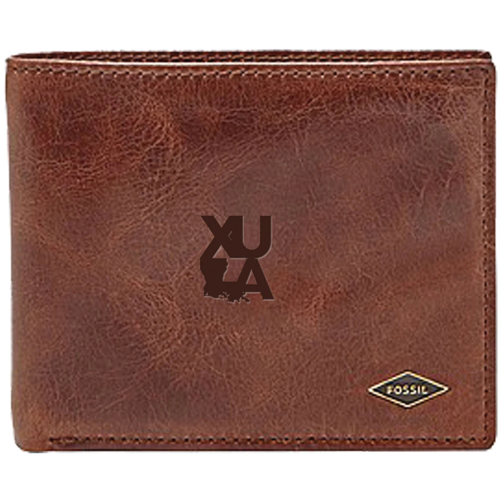 Men's Fossil Brown XULA Gold Ryan RFID Flip ID Bi-Fold Wallet