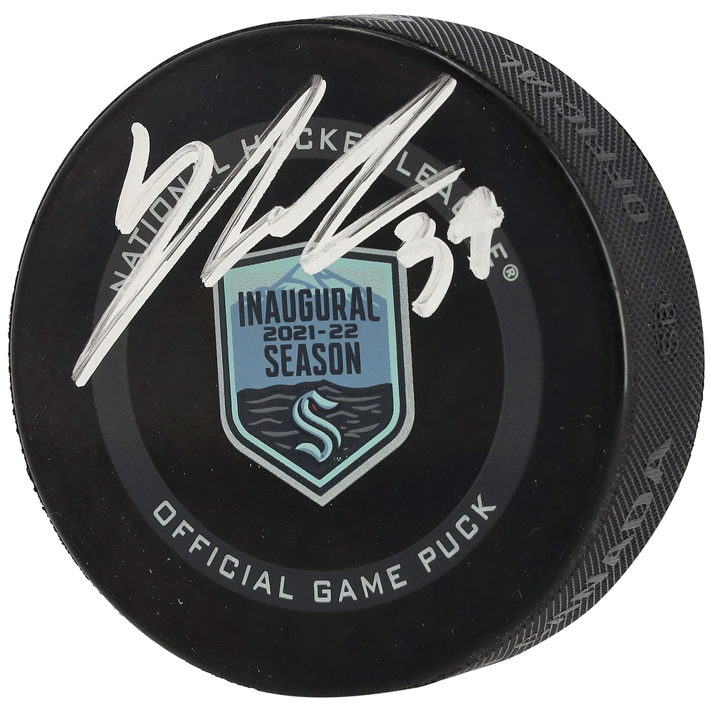 Yanni Gourde Seattle Kraken Autographed 2021-22 Inaugural Season Official Game Puck