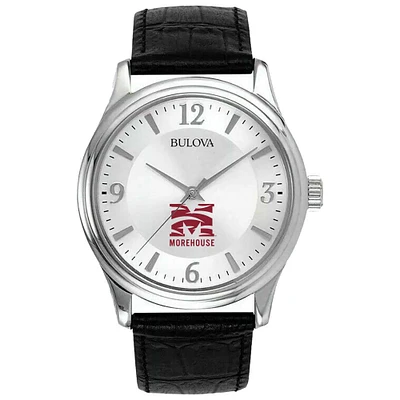 Silver Morehouse Maroon Tigers Leather Watch