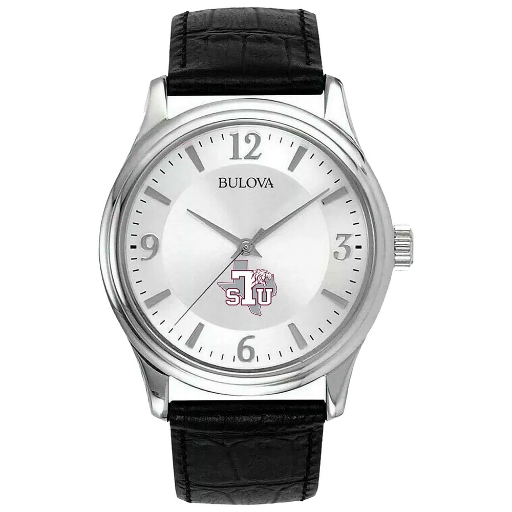 Silver Texas Southern Tigers Leather Watch