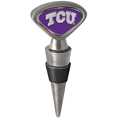 Silver TCU Horned Frogs Wine Stopper