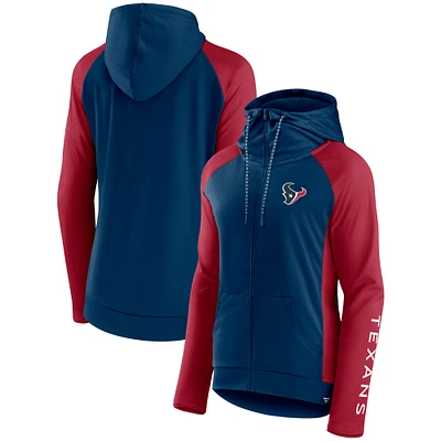 Women's Fanatics Navy/Red Houston Texans End Around Lightweight Raglan Full-Zip Hoodie Jacket
