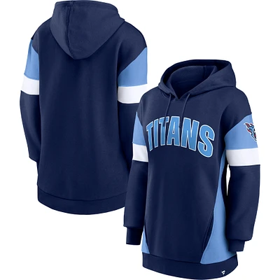 Women's Fanatics Navy/Light Blue Tennessee Titans Lock It Down Pullover Hoodie