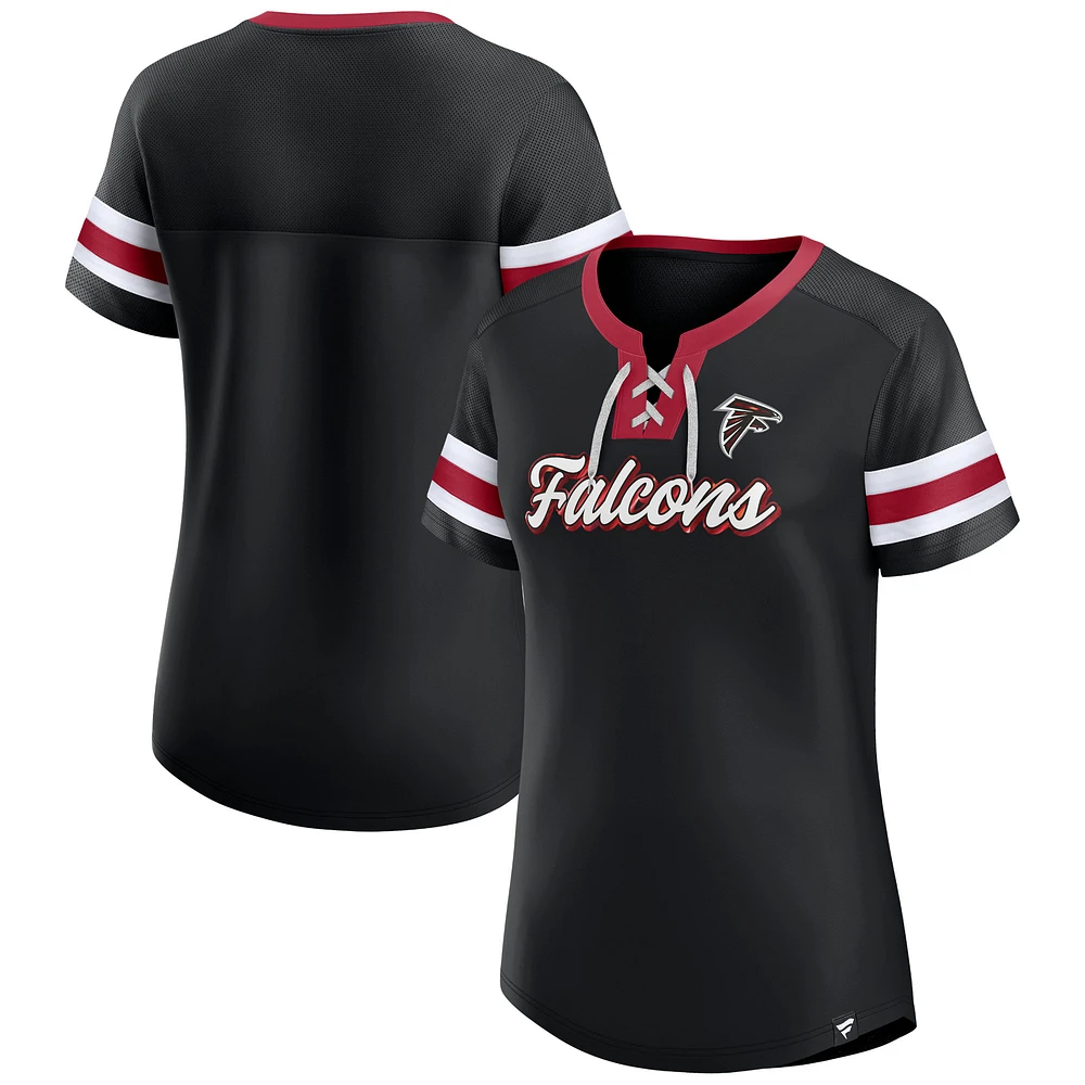 Women's Fanatics Black Atlanta Falcons Original State Lace-Up T-Shirt