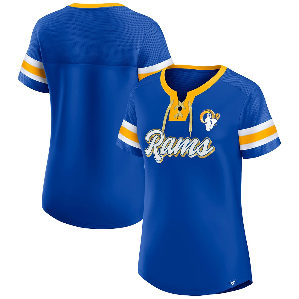 Women's Fanatics Royal Los Angeles Rams Original State Lace-Up T-Shirt