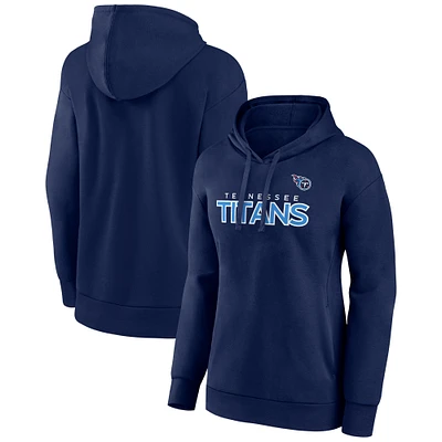 Women's Fanatics Navy Tennessee Titans Iconic Cotton Fleece Checklist Pullover Hoodie