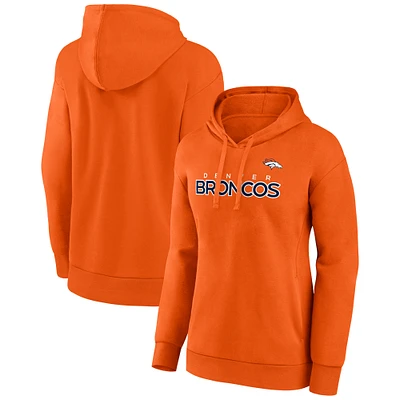 Women's Fanatics Orange Denver Broncos Iconic Cotton Fleece Checklist Pullover Hoodie
