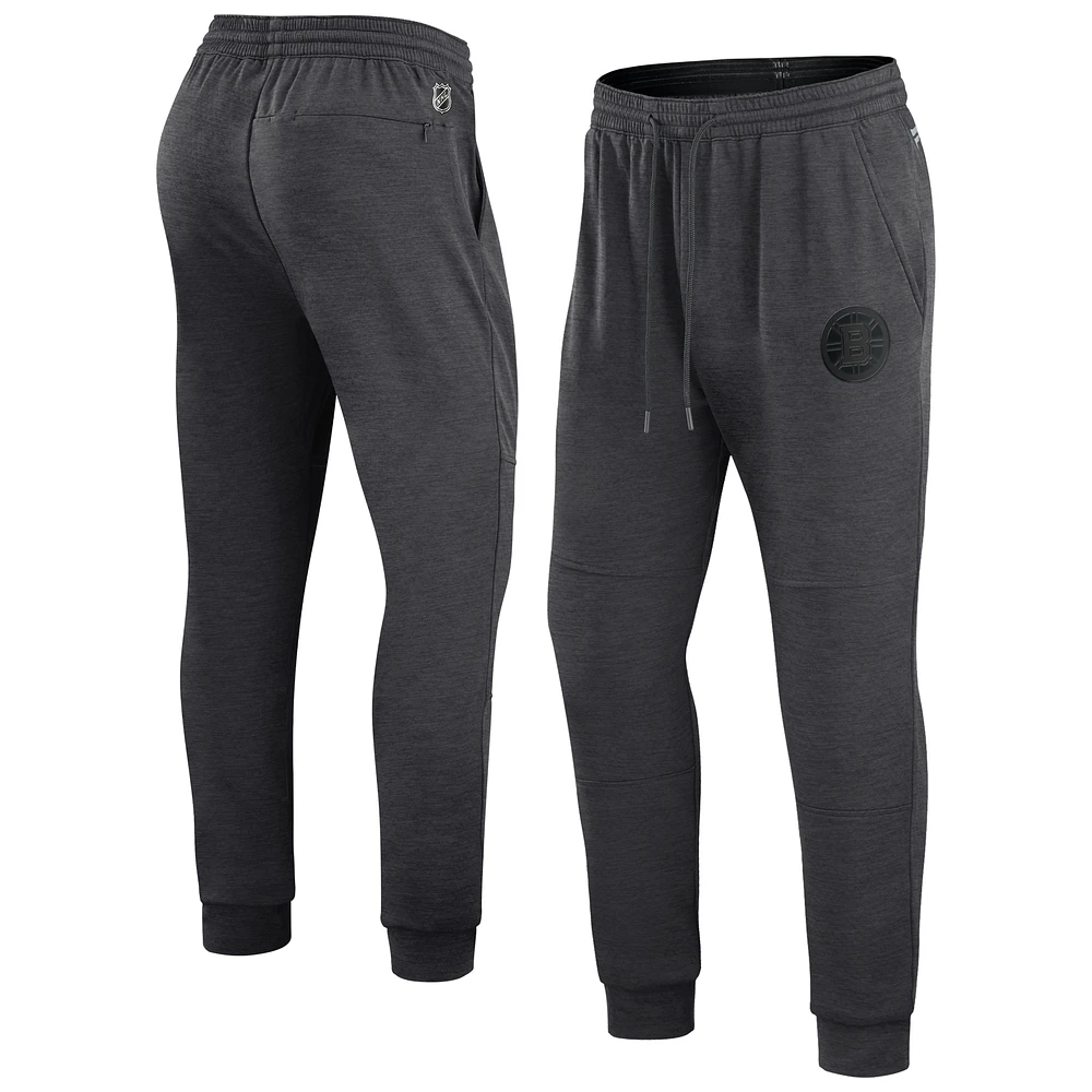 Men's Fanatics Heather Charcoal Boston Bruins Authentic Pro Road Jogger Sweatpants