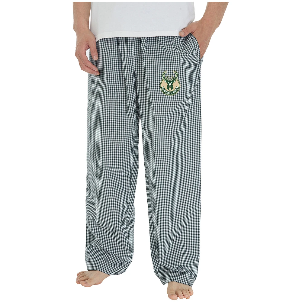 Men's Concepts Sport Hunter Green/White Milwaukee Bucks Tradition Woven Pants