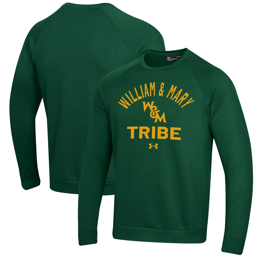 Men's Under Armour Green William & Mary Tribe All Day Fleece Pullover Sweatshirt