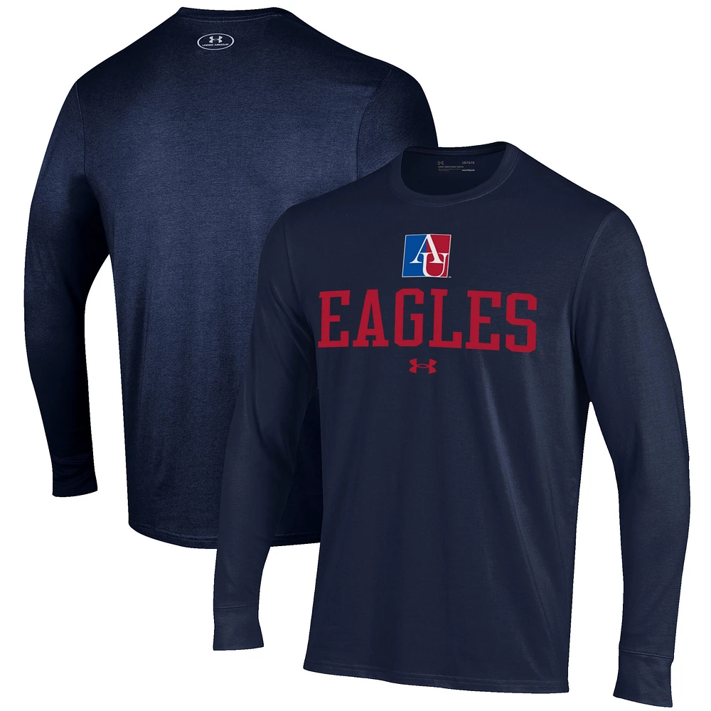 Men's Under Armour Navy American University Eagles Performance Long Sleeve T-Shirt