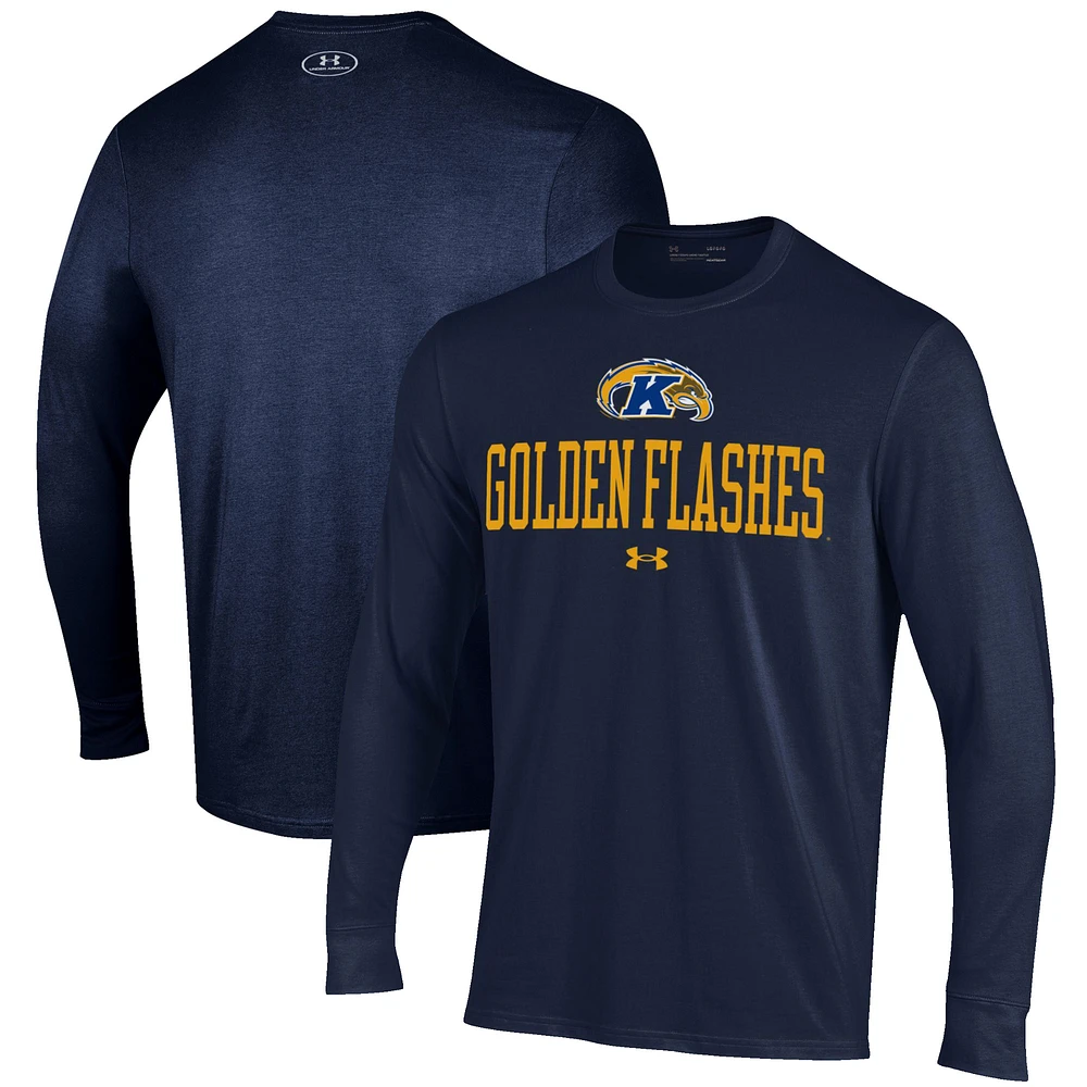 Men's Under Armour Navy Kent State Golden Flashes Performance Long Sleeve T-Shirt