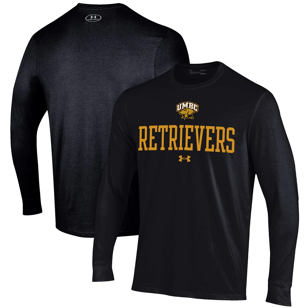Men's Under Armour Black UMBC Retrievers Performance Long Sleeve T-Shirt