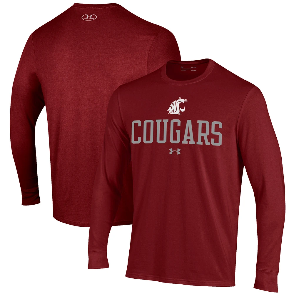 Men's Under Armour Crimson Washington State Cougars Performance Long Sleeve T-Shirt