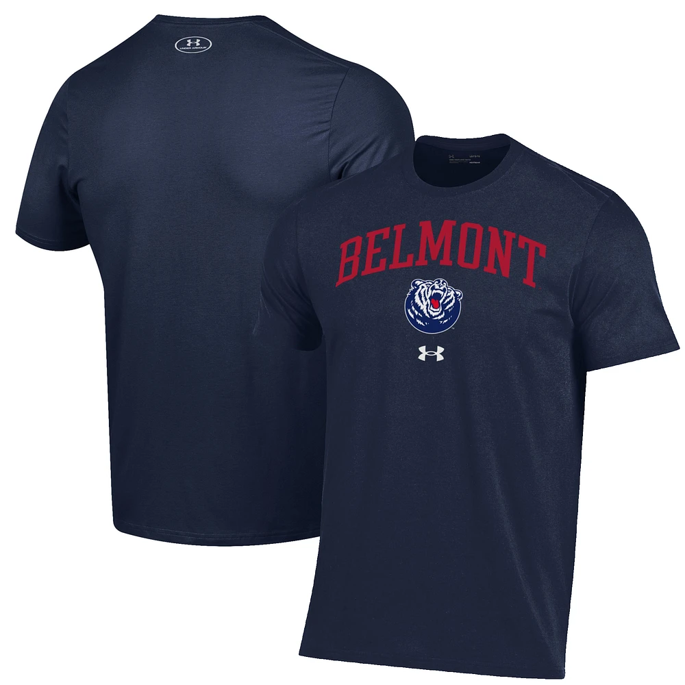 Men's Under Armour Navy Belmont Bruins Arch Over Performance T-Shirt