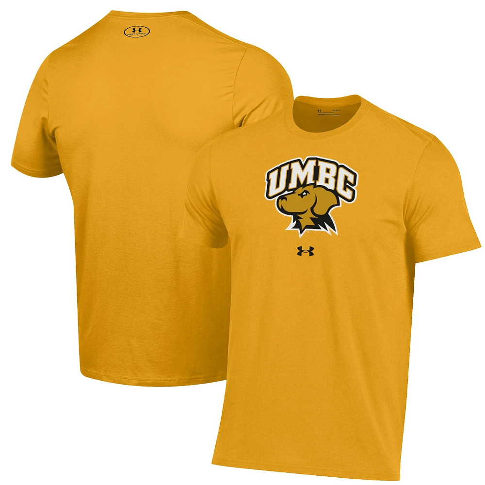 Men's Under Armour Gold UMBC Retrievers Primary Performance T-Shirt