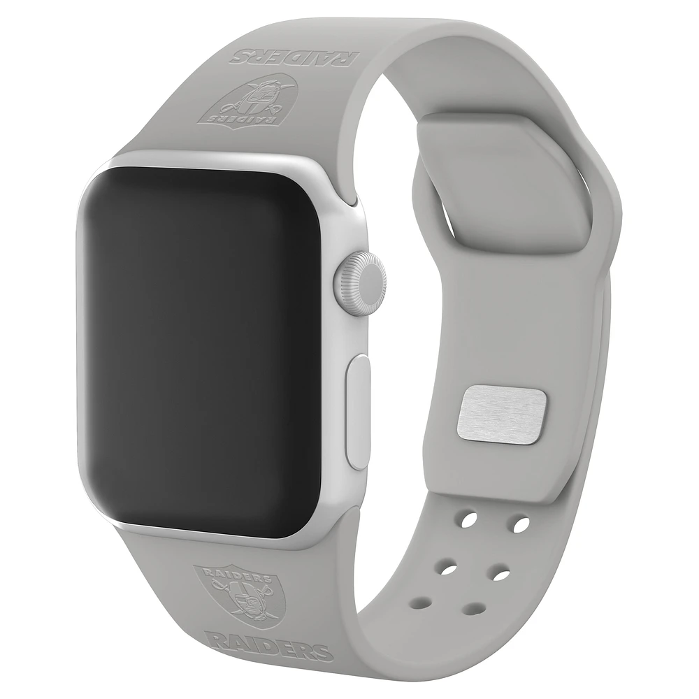 Gray Las Vegas Raiders Debossed Silicone Apple Watch Band
