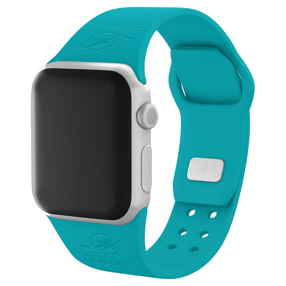 Aqua Miami Dolphins Debossed Silicone Apple Watch Band