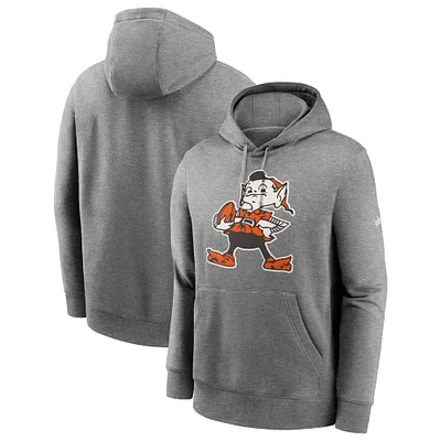 Men's Nike Heathered Gray Cleveland Browns Rewind Club Fleece Pullover Hoodie