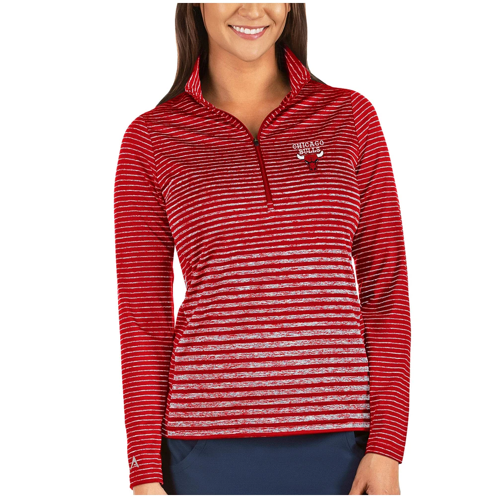 Women's Antigua Heathered Red Chicago Bulls Pace Half-Zip Pullover Jacket