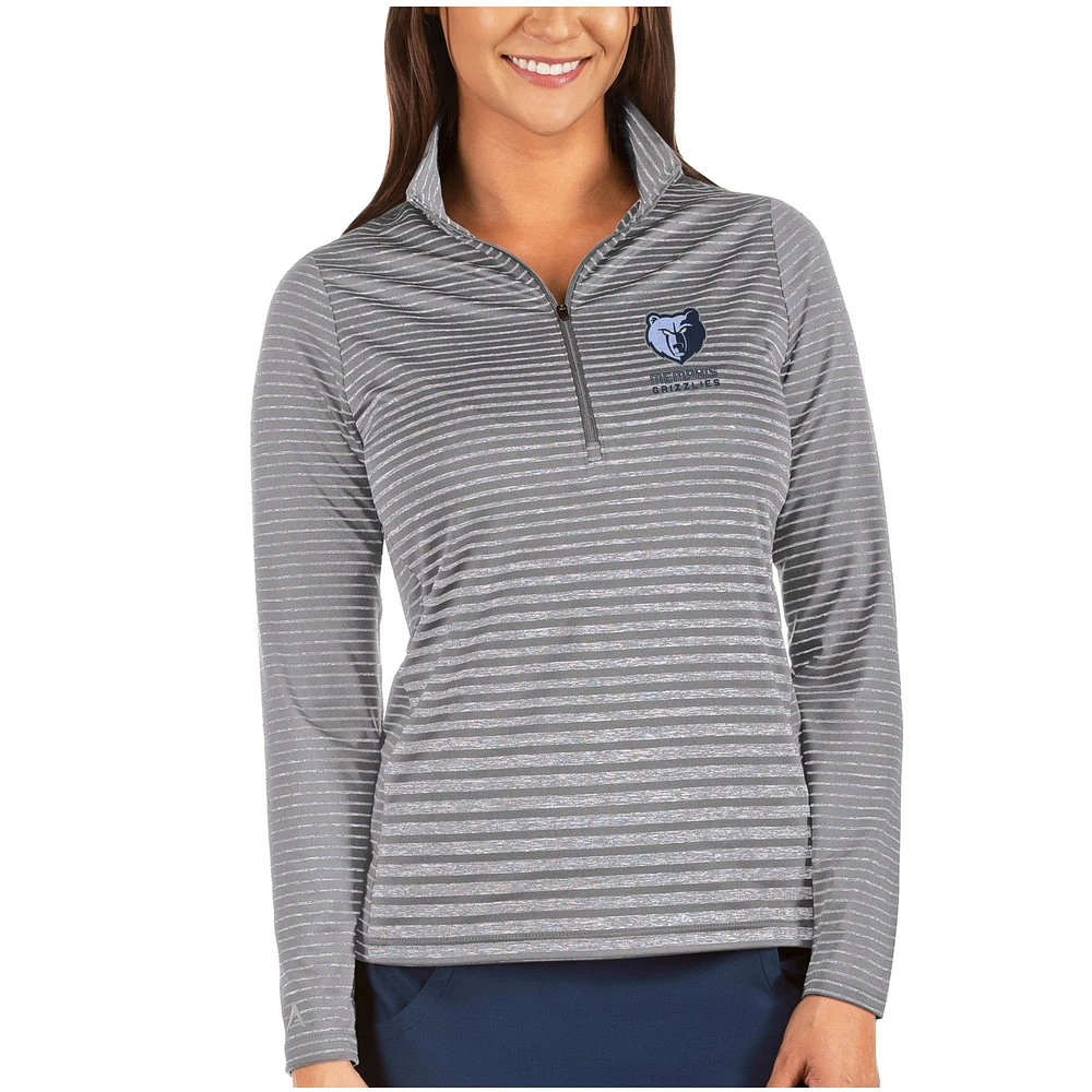 Women's Antigua Heathered Charcoal Memphis Grizzlies Pace Half-Zip Pullover Jacket