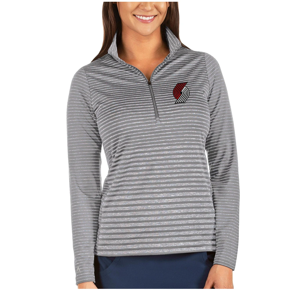 Women's Antigua Heathered Charcoal Portland Trail Blazers Pace Half-Zip Pullover Jacket