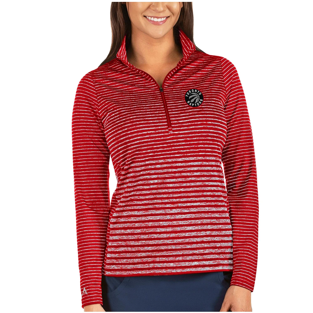 Women's Antigua Heathered Red Toronto Raptors Pace Half-Zip Pullover Jacket