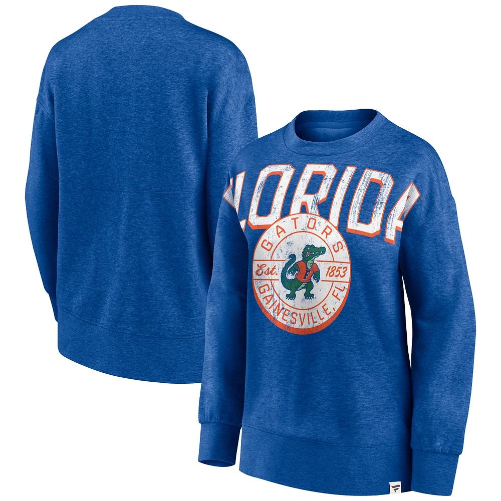 Women's Fanatics Heathered Royal Florida Gators Jump Distribution Pullover Sweatshirt