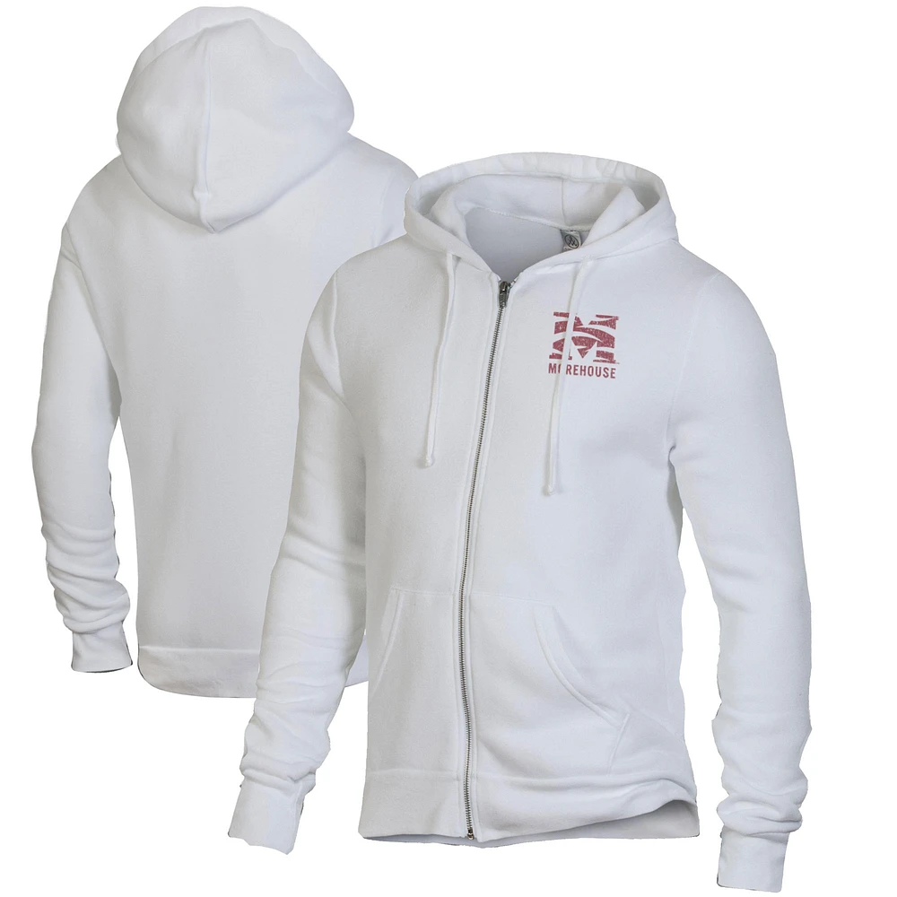 Men's White Morehouse Maroon Tigers Rocky Full-Zip Hoodie