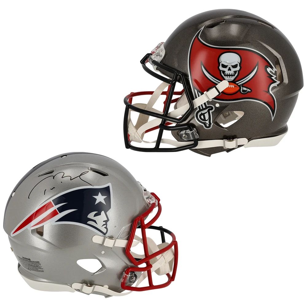 Tom Brady Tampa Bay Buccaneers & New England Patriots Autographed Riddell Half & Half Speed Authentic Helmet - Signature on New England Side