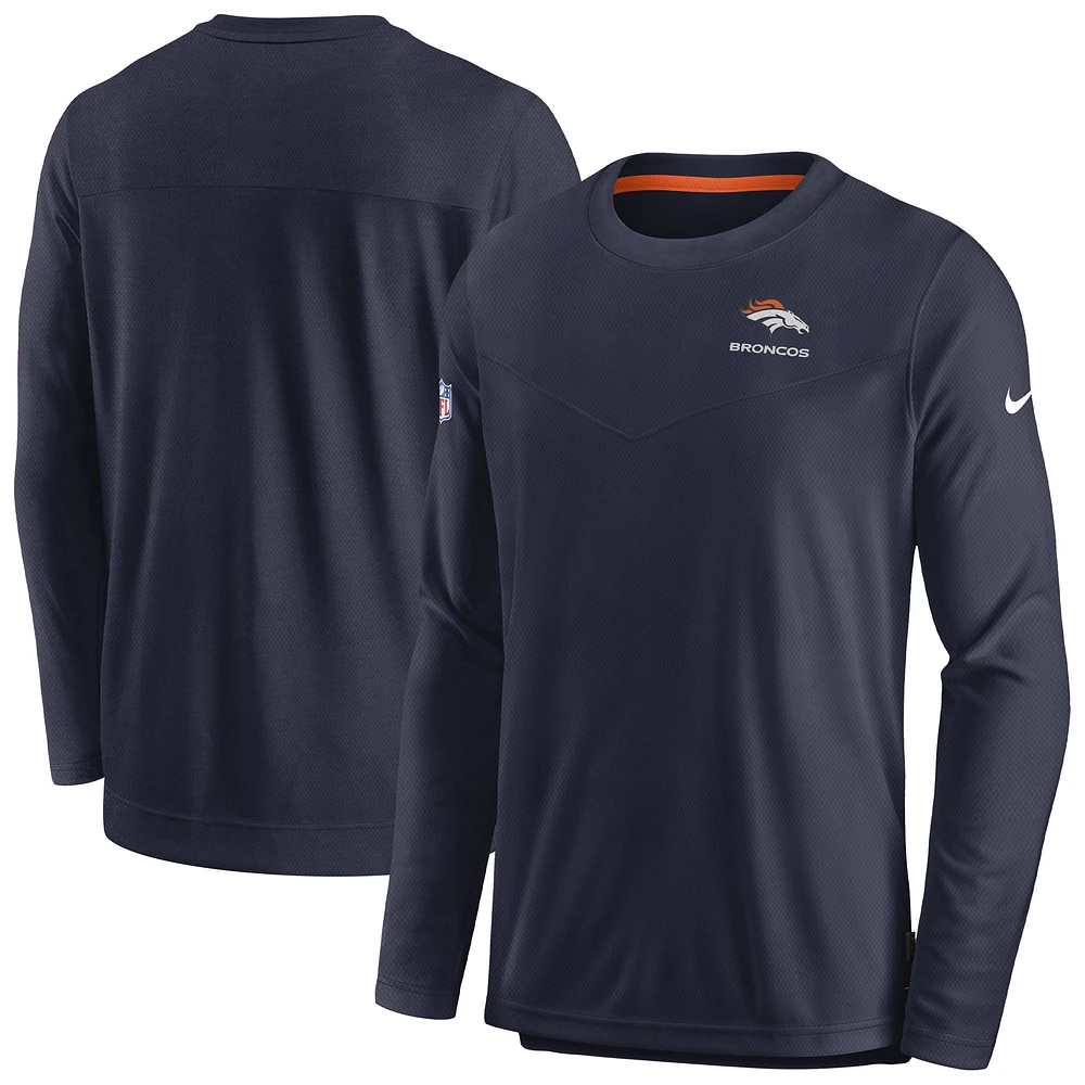 Men's Nike Navy Denver Broncos Sideline Lockup Performance Pullover Sweatshirt