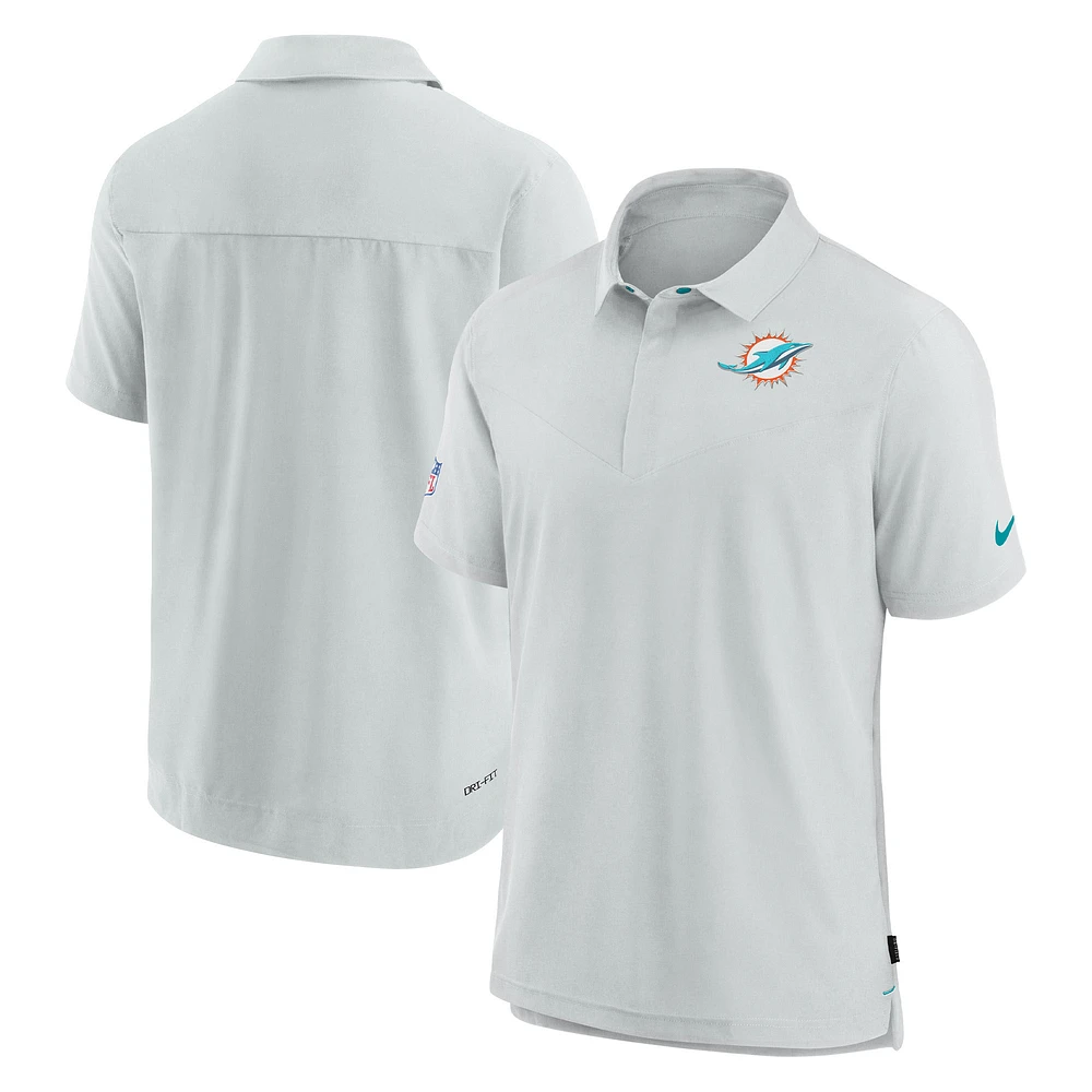Men's Nike Gray Miami Dolphins Sideline Lockup Performance Polo