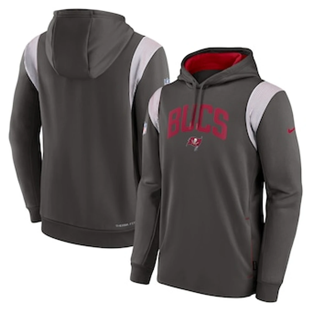 Men's Nike Pewter Tampa Bay Buccaneers Sideline Athletic Stack Performance Pullover Hoodie